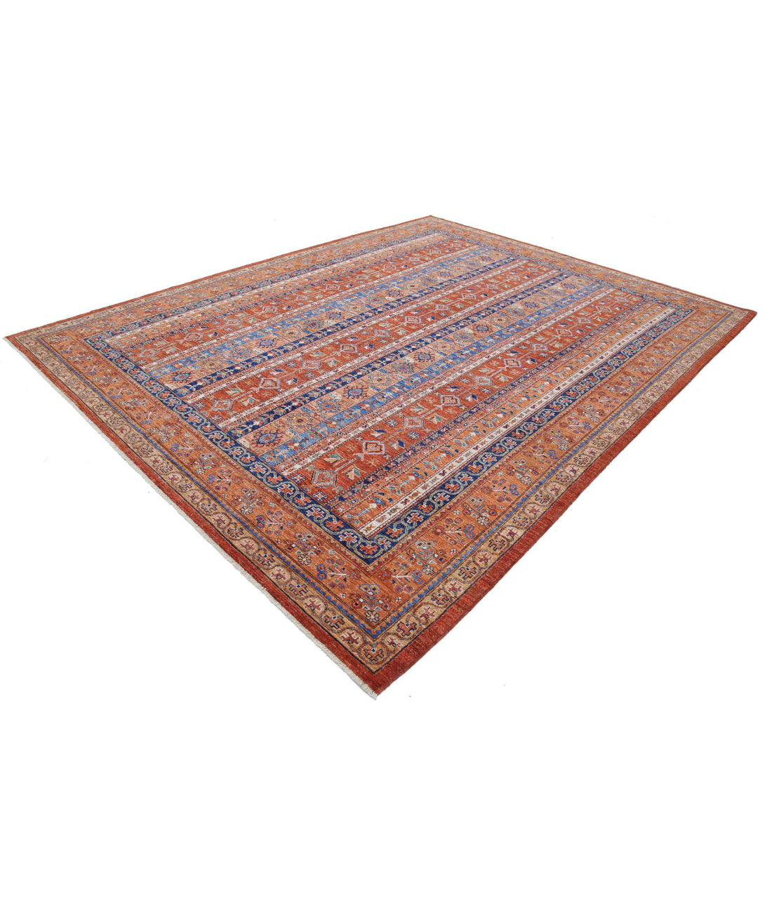 Shaal 9'2'' X 11'8'' Hand-Knotted Wool Rug 9'2'' x 11'8'' (275 X 350) / Rust / Brown