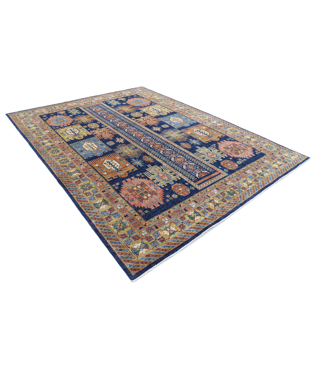 Humna 8'3'' X 10'8'' Hand-Knotted Wool Rug 8'3'' x 10'8'' (248 X 320) / Blue / Gold