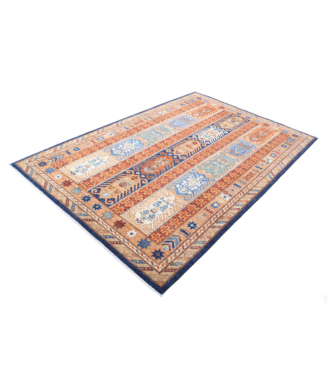 Humna 5'9'' X 8'7'' Hand-Knotted Wool Rug 5'9'' x 8'7'' (173 X 258) / Blue / Red