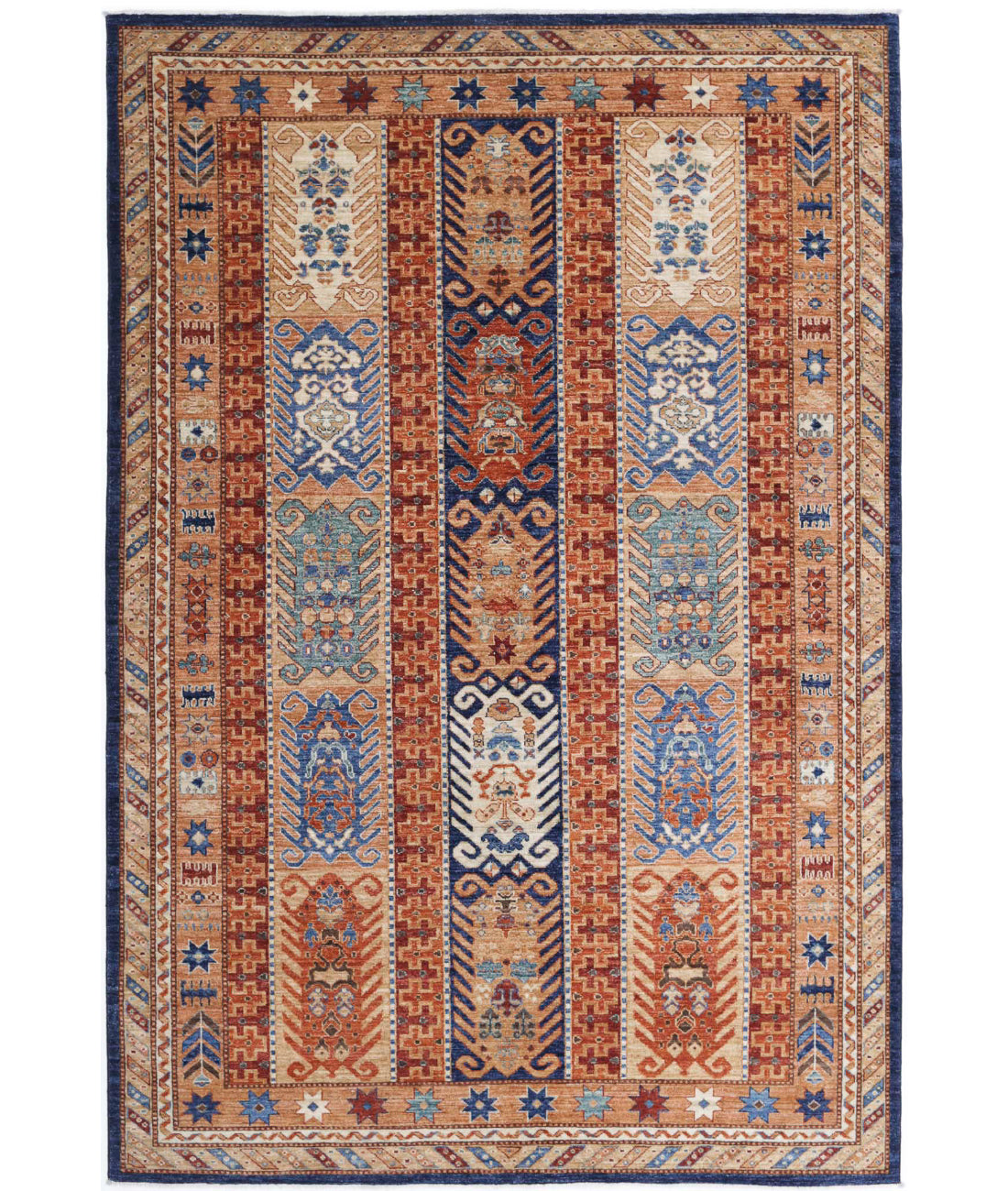 Humna 5'9'' X 8'7'' Hand-Knotted Wool Rug 5'9'' x 8'7'' (173 X 258) / Blue / Red