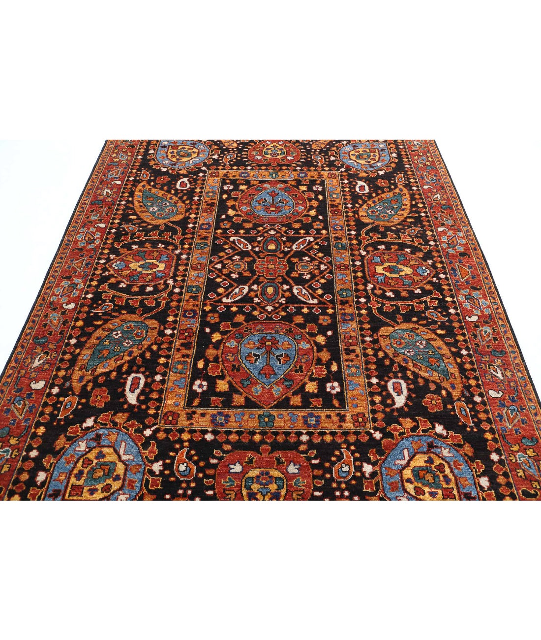 Humna 6'0'' X 7'10'' Hand-Knotted Wool Rug 6'0'' x 7'10'' (180 X 235) / Brown / Rust