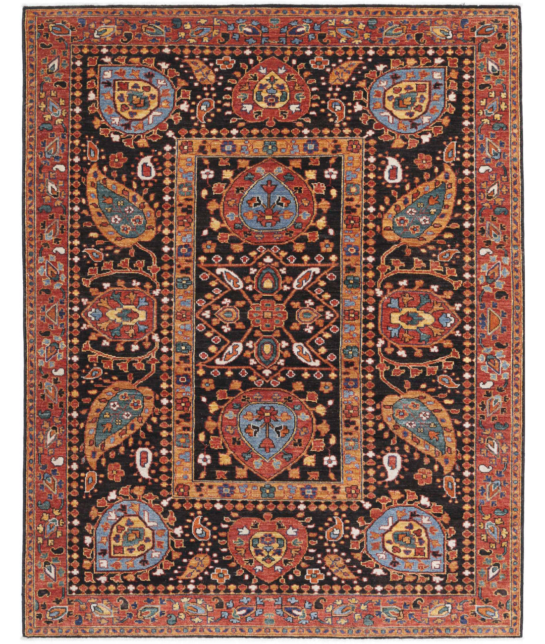 Humna 6'0'' X 7'10'' Hand-Knotted Wool Rug 6'0'' x 7'10'' (180 X 235) / Brown / Rust