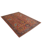 Humna 5'6'' X 7'10'' Hand-Knotted Wool Rug 5'6'' x 7'10'' (165 X 235) / Rust / Blue