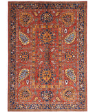 Humna 5'6'' X 7'10'' Hand-Knotted Wool Rug 5'6'' x 7'10'' (165 X 235) / Rust / Blue