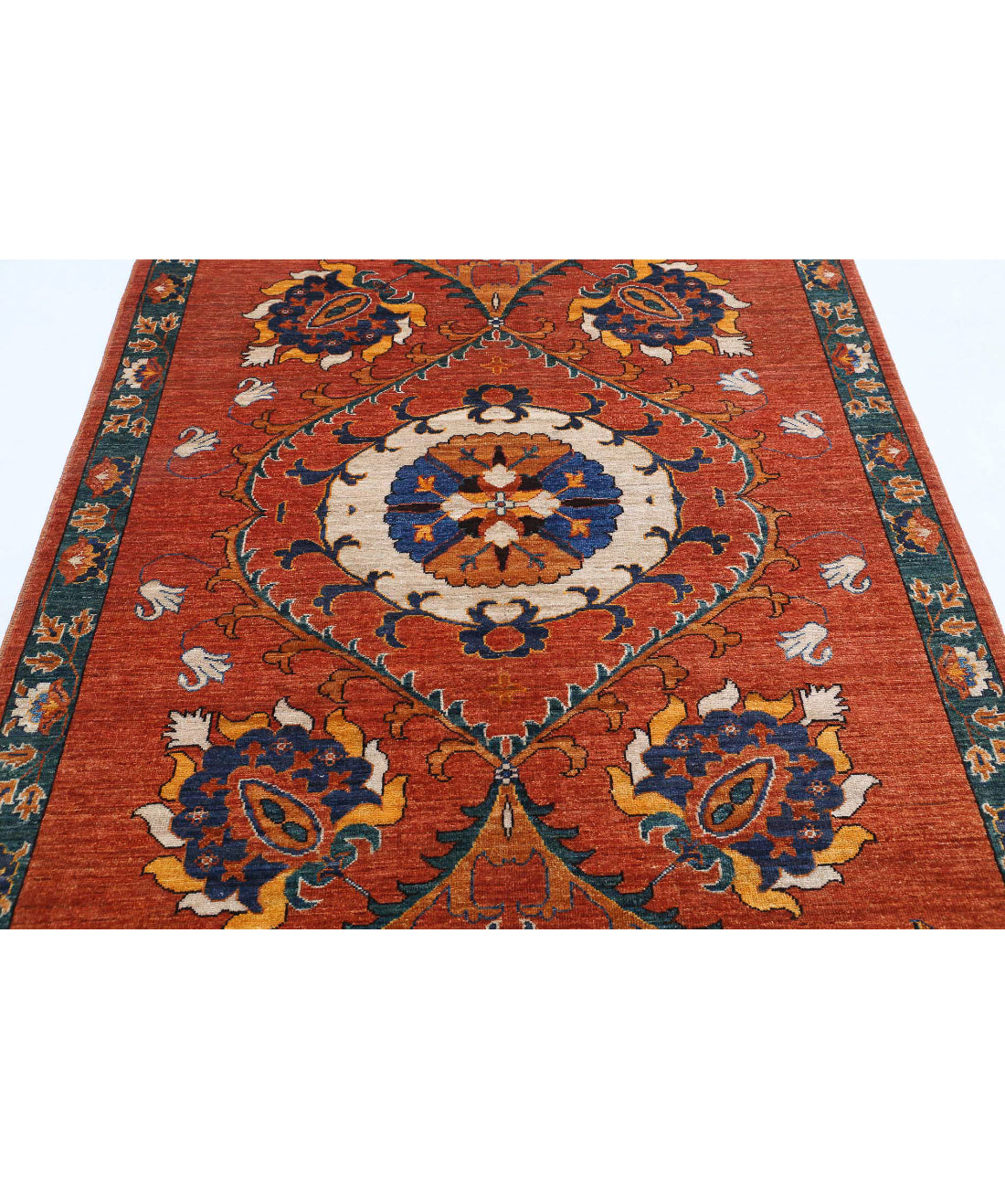 Humna 5'0'' X 6'5'' Hand-Knotted Wool Rug 5'0'' x 6'5'' (150 X 193) / Rust / N/A