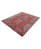 Humna 5'5'' X 6'8'' Hand-Knotted Wool Rug 5'5'' x 6'8'' (163 X 200) / Red / Blue