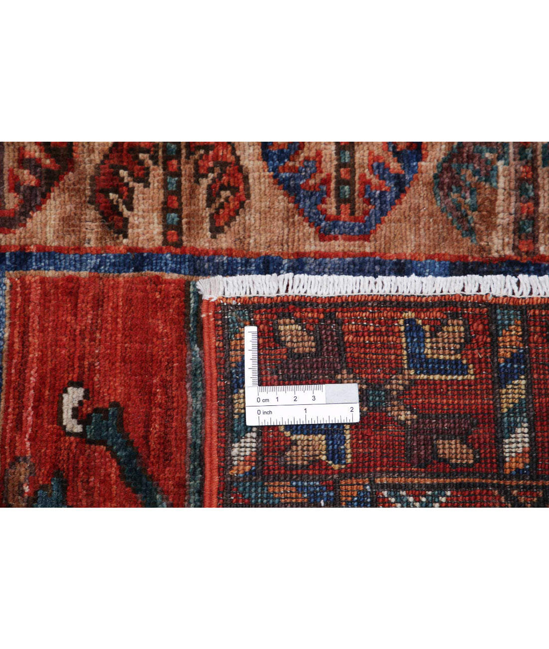 Humna 5'5'' X 6'8'' Hand-Knotted Wool Rug 5'5'' x 6'8'' (163 X 200) / Red / Blue