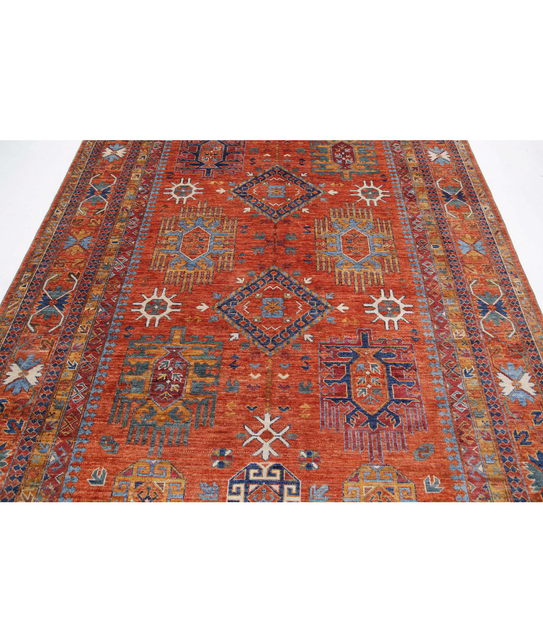 Humna 6'8'' X 10'4'' Hand-Knotted Wool Rug 6'8'' x 10'4'' (200 X 310) / Rust / Gold