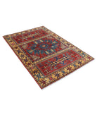 Humna 4'1'' X 6'0'' Hand-Knotted Wool Rug 4'1'' x 6'0'' (123 X 180) / Red / Gold