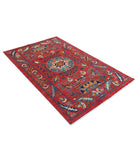 Humna 3'11'' X 6'3'' Hand-Knotted Wool Rug 3'11'' x 6'3'' (118 X 188) / Red / Blue