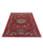 Humna 3'11'' X 6'3'' Hand-Knotted Wool Rug 3'11'' x 6'3'' (118 X 188) / Red / Blue