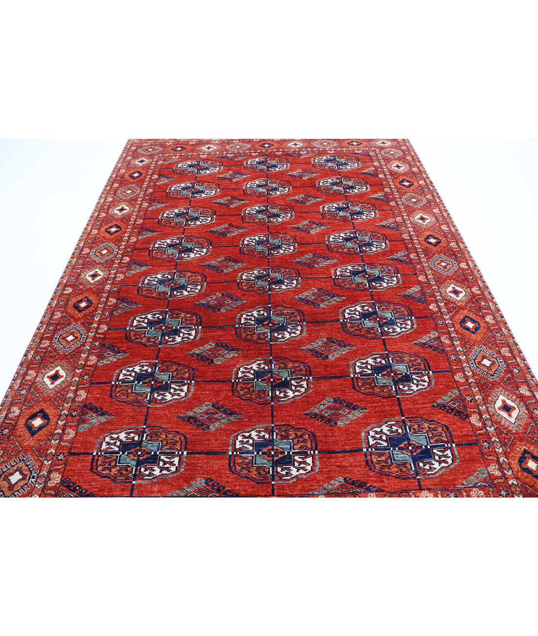 Humna 6'7'' X 9'7'' Hand-Knotted Wool Rug 6'7'' x 9'7'' (198 X 288) / Rust / Blue