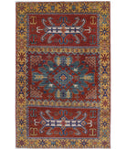 Humna 3'11'' X 6'4'' Hand-Knotted Wool Rug 3'11'' x 6'4'' (118 X 190) / Red / Gold