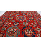 Humna 13'3'' X 16'7'' Hand-Knotted Wool Rug 13'3'' x 16'7'' (398 X 498) / Red / Blue