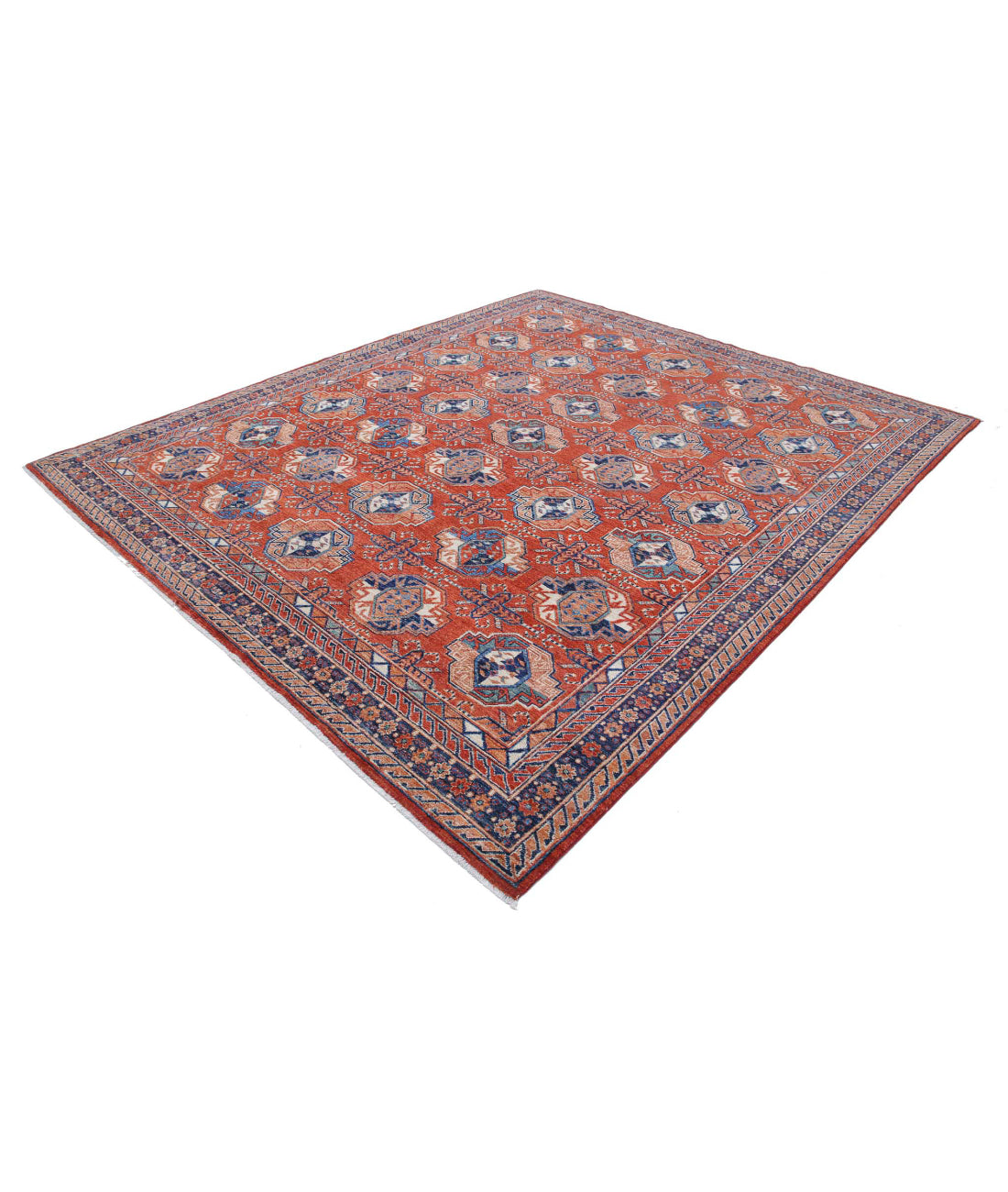 Humna 8'2'' X 9'9'' Hand-Knotted Wool Rug 8'2'' x 9'9'' (245 X 293) / Rust / Blue