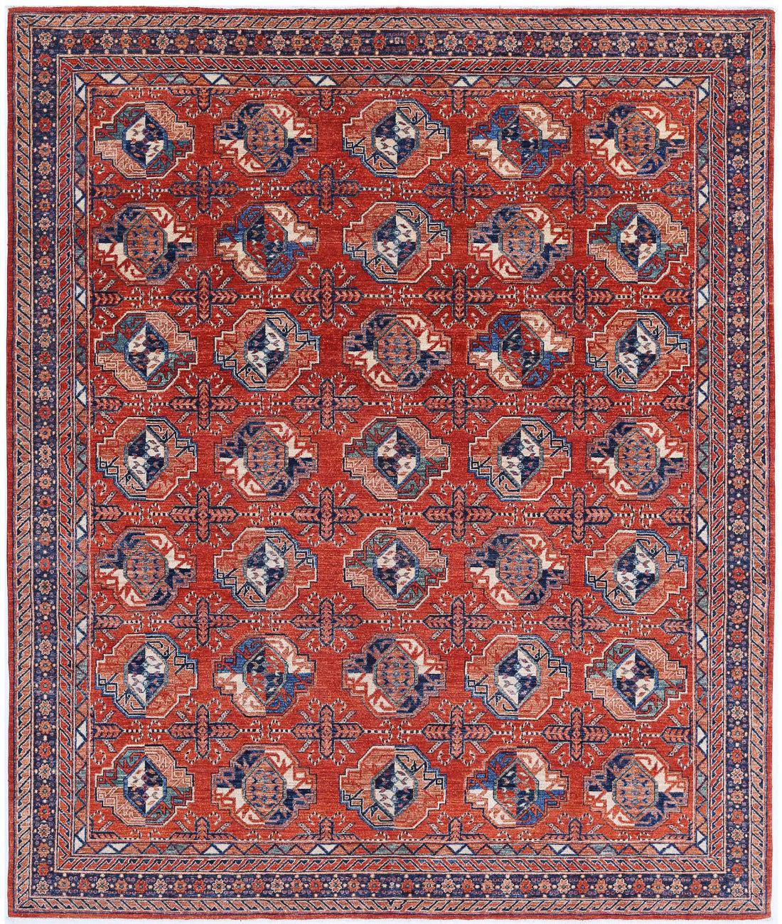 Humna 8'2'' X 9'9'' Hand-Knotted Wool Rug 8'2'' x 9'9'' (245 X 293) / Rust / Blue