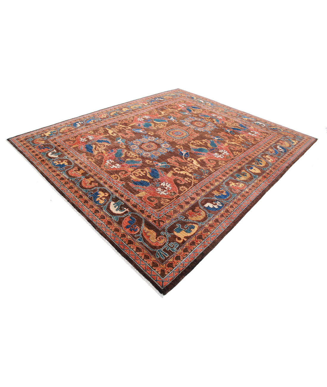 Humna 8'4'' X 9'9'' Hand-Knotted Wool Rug 8'4'' x 9'9'' (250 X 293) / Brown / Rust