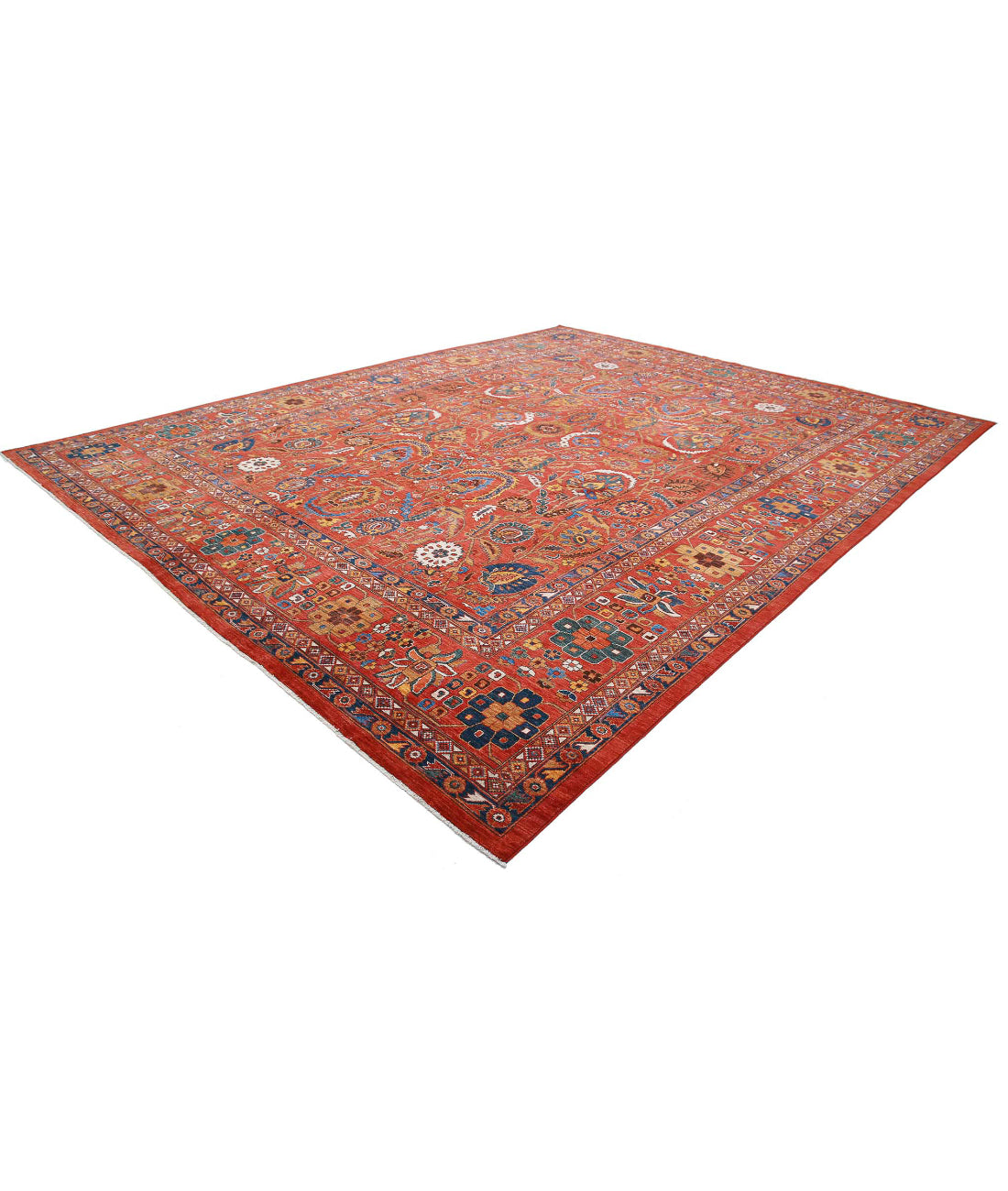 Humna 13'3'' X 16'10'' Hand-Knotted Wool Rug 13'3'' x 16'10'' (398 X 505) / Red / Red