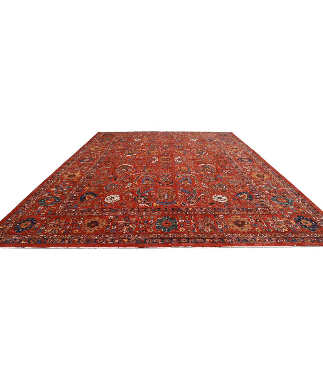 Humna 13'3'' X 16'10'' Hand-Knotted Wool Rug 13'3'' x 16'10'' (398 X 505) / Red / Red