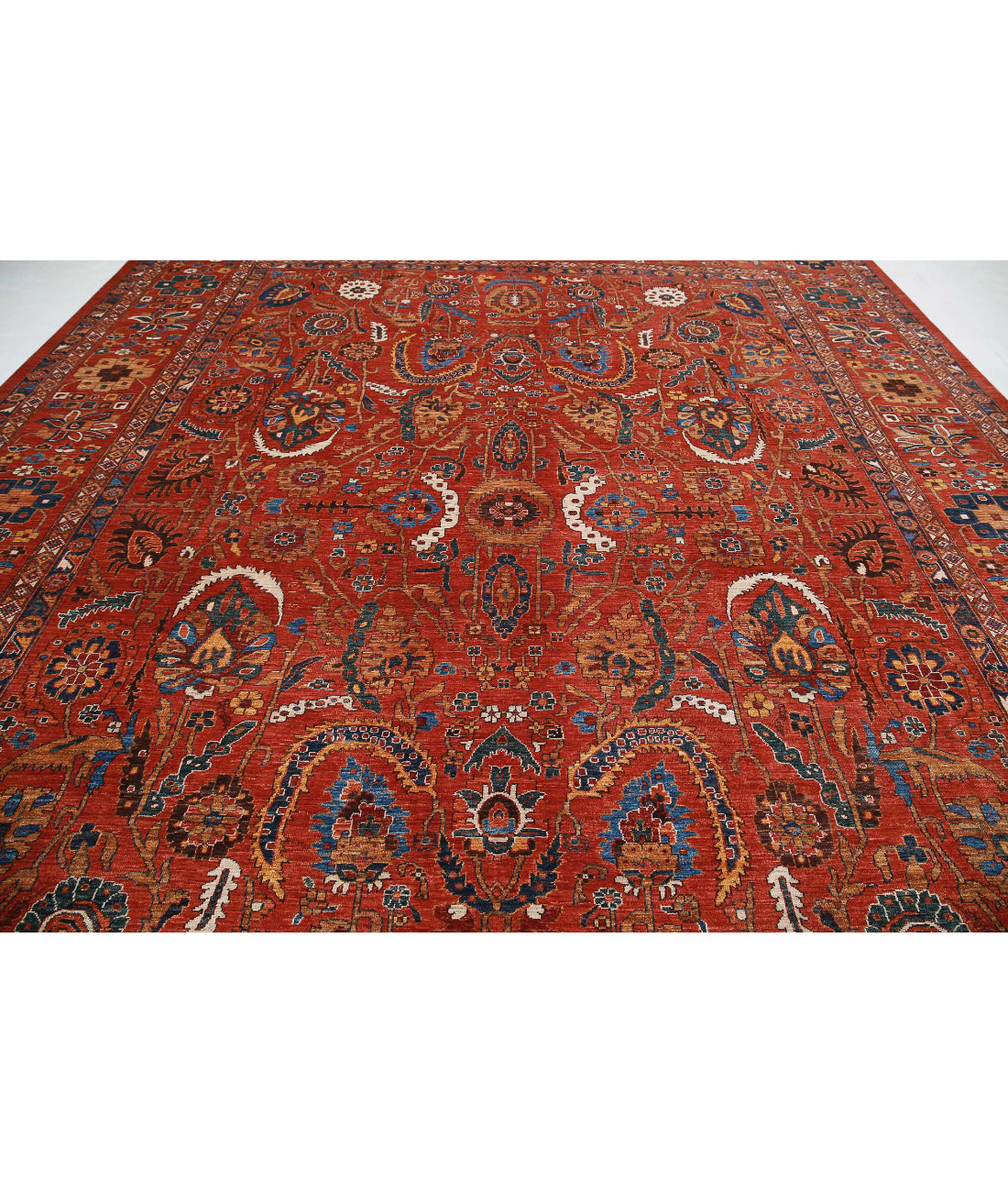 Humna 13'3'' X 16'10'' Hand-Knotted Wool Rug 13'3'' x 16'10'' (398 X 505) / Red / Red