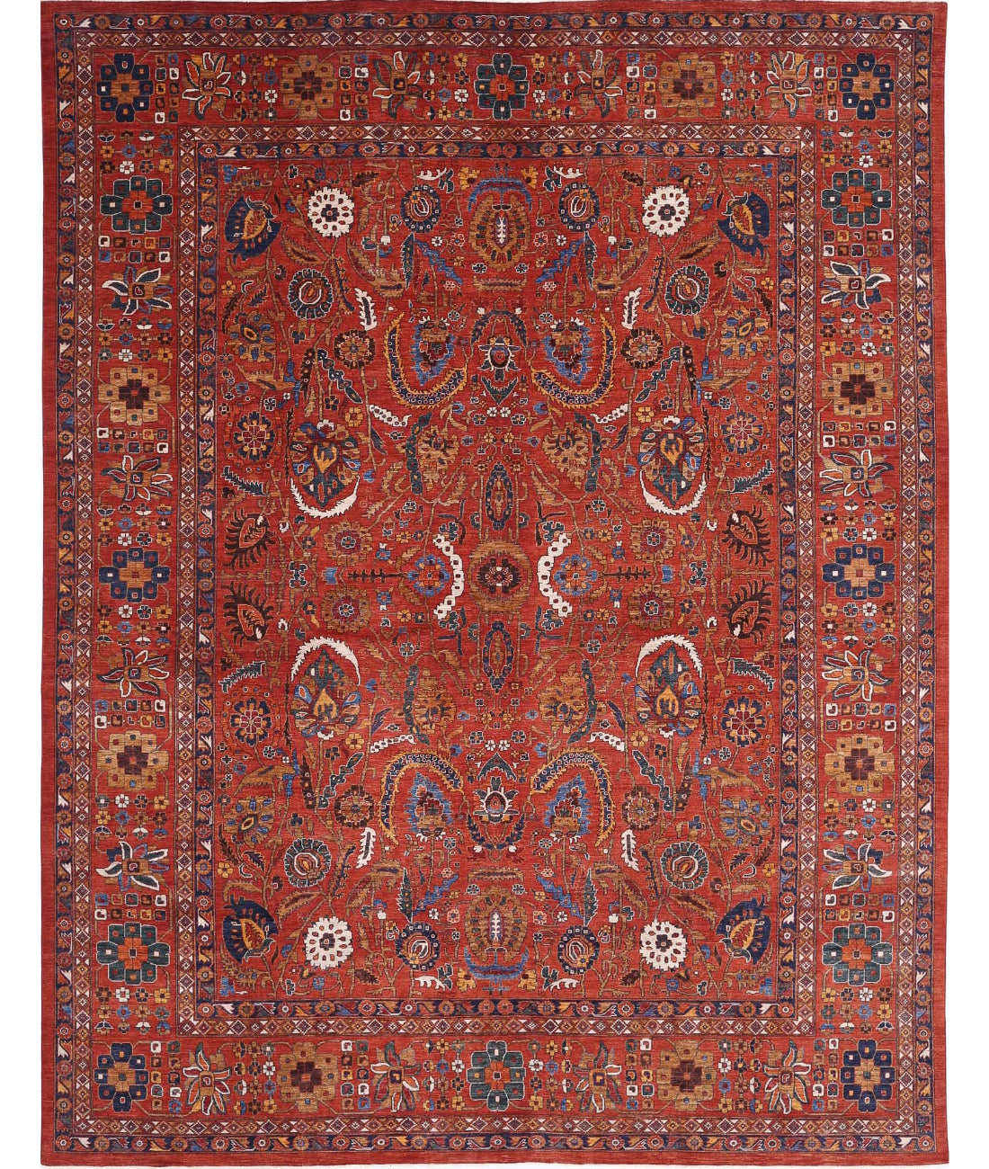 Humna 13'3'' X 16'10'' Hand-Knotted Wool Rug 13'3'' x 16'10'' (398 X 505) / Red / Red