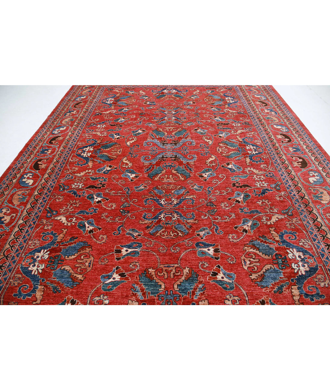 Humna 10'3'' X 14'0'' Hand-Knotted Wool Rug 10'3'' x 14'0'' (308 X 420) / Red / Taupe