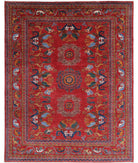 Humna 9'2'' X 11'9'' Hand-Knotted Wool Rug 9'2'' x 11'9'' (275 X 353) / Red / Blue