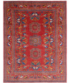 Humna 9'0'' X 12'0'' Hand-Knotted Wool Rug 9'0'' x 12'0'' (270 X 360) / Red / Blue