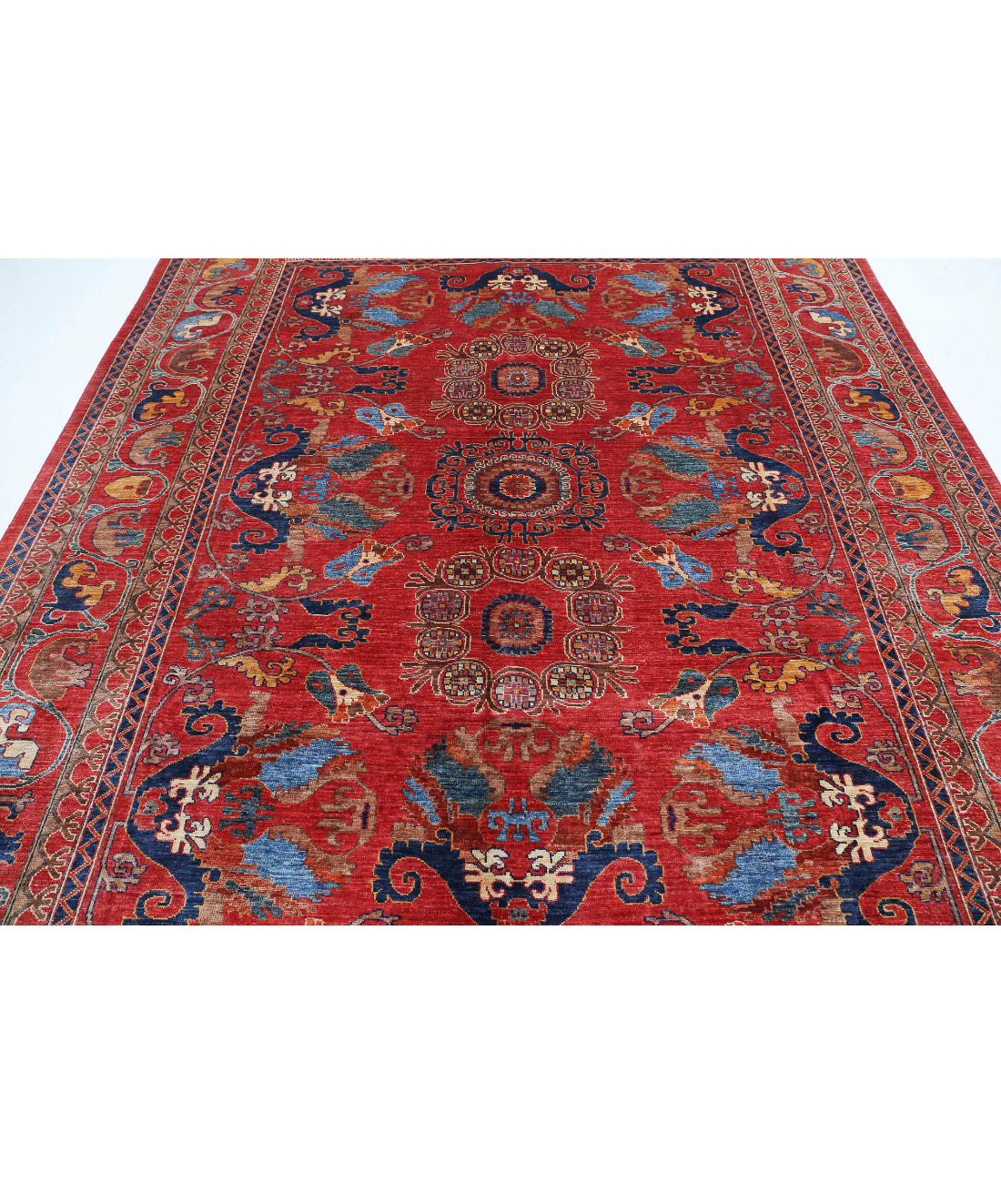 Humna 8'4'' X 9'8'' Hand-Knotted Wool Rug 8'4'' x 9'8'' (250 X 290) / Red / Blue