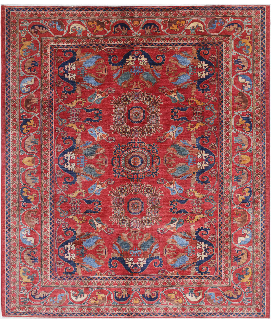 Humna 8'4'' X 9'8'' Hand-Knotted Wool Rug 8'4'' x 9'8'' (250 X 290) / Red / Blue