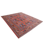 Humna 8'7'' X 9'9'' Hand-Knotted Wool Rug 8'7'' x 9'9'' (258 X 293) / Red / Blue