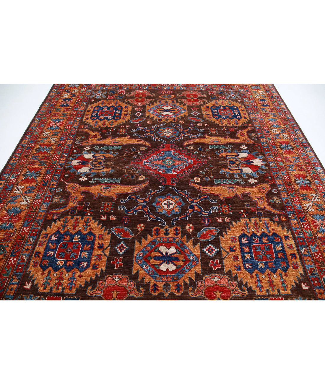 Humna 8'5'' X 10'6'' Hand-Knotted Wool Rug 8'5'' x 10'6'' (253 X 315) / Brown / Gold