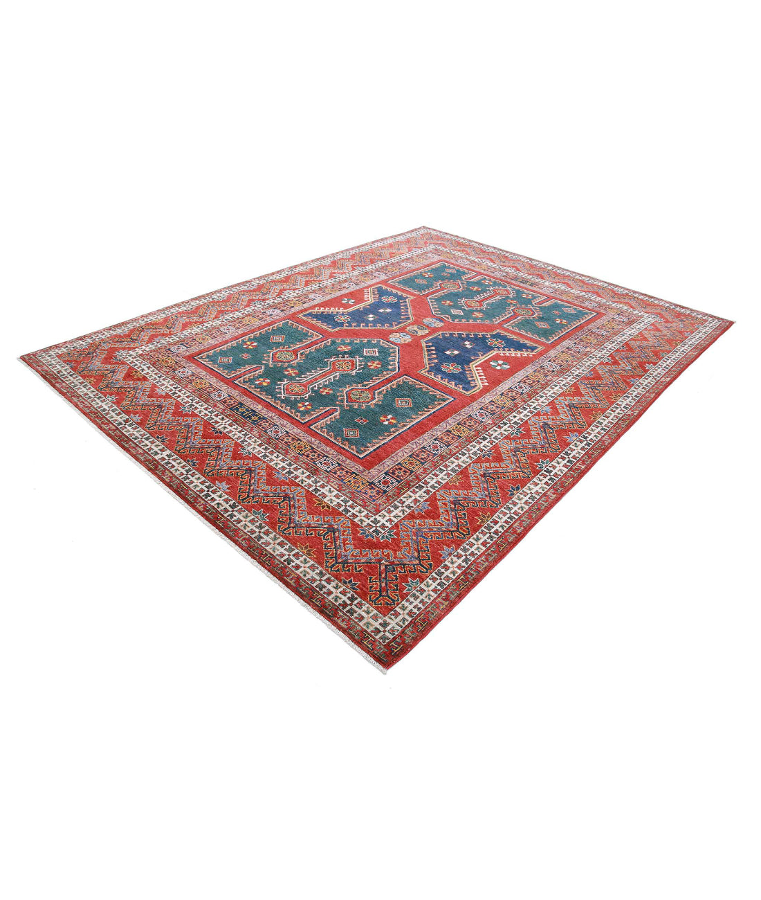 Humna 8'2'' X 10'8'' Hand-Knotted Wool Rug 8'2'' x 10'8'' (245 X 320) / Green / Rust