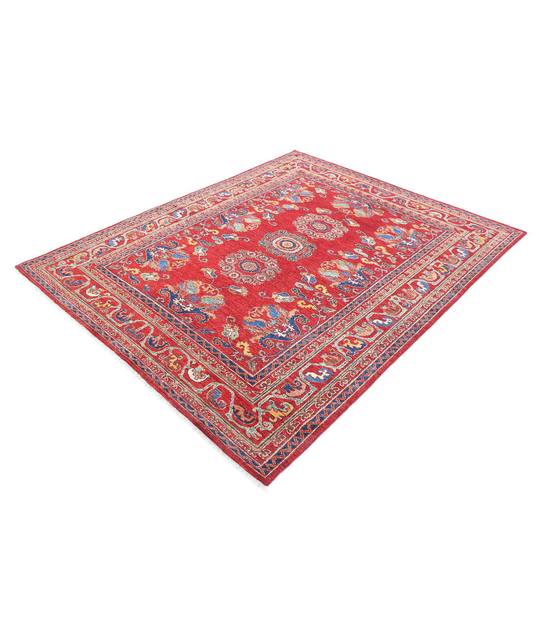 Humna 5'10'' X 7'4'' Hand-Knotted Wool Rug 5'10'' x 7'4'' (175 X 220) / Red / N/A