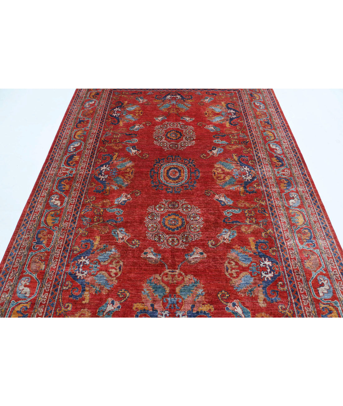 Humna 5'11'' X 8'10'' Hand-Knotted Wool Rug 5'11'' x 8'10'' (178 X 265) / Red / N/A