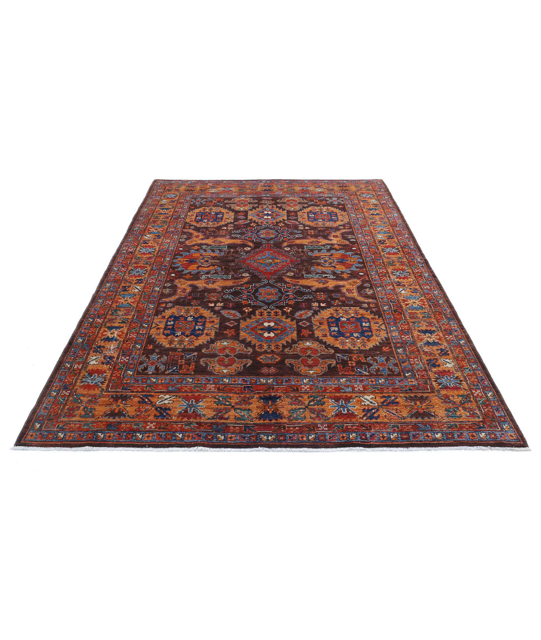 Humna 6'0'' X 8'10'' Hand-Knotted Wool Rug 6'0'' x 8'10'' (180 X 265) / Brown / Gold