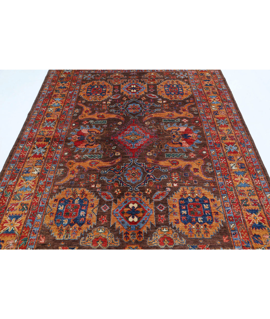 Humna 6'0'' X 8'7'' Hand-Knotted Wool Rug 6'0'' x 8'7'' (180 X 258) / Brown / Gold