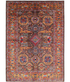 Humna 6'0'' X 8'7'' Hand-Knotted Wool Rug 6'0'' x 8'7'' (180 X 258) / Brown / Gold