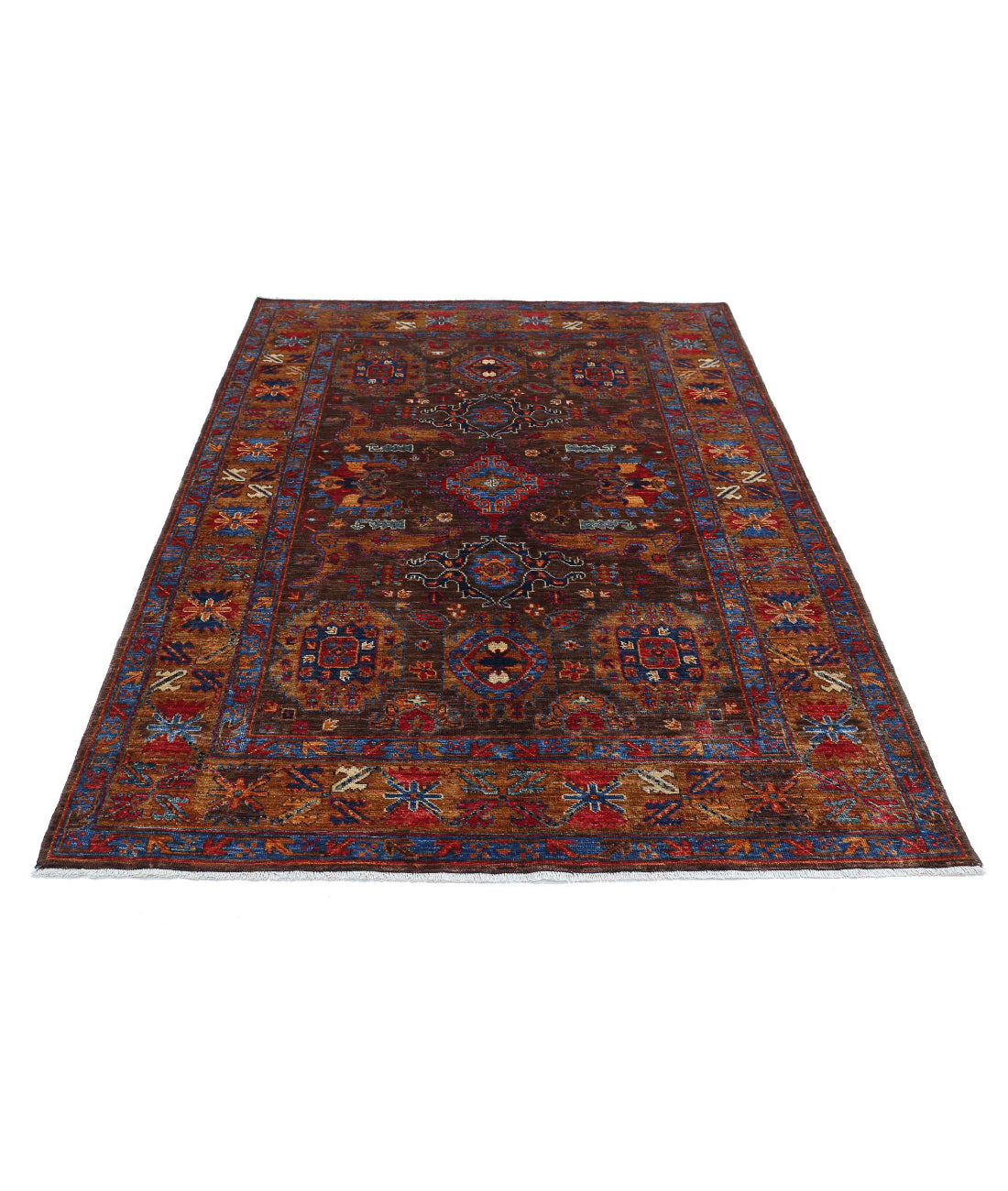 Humna 4'11'' X 6'9'' Hand-Knotted Wool Rug 4'11'' x 6'9'' (148 X 203) / Brown / Taupe