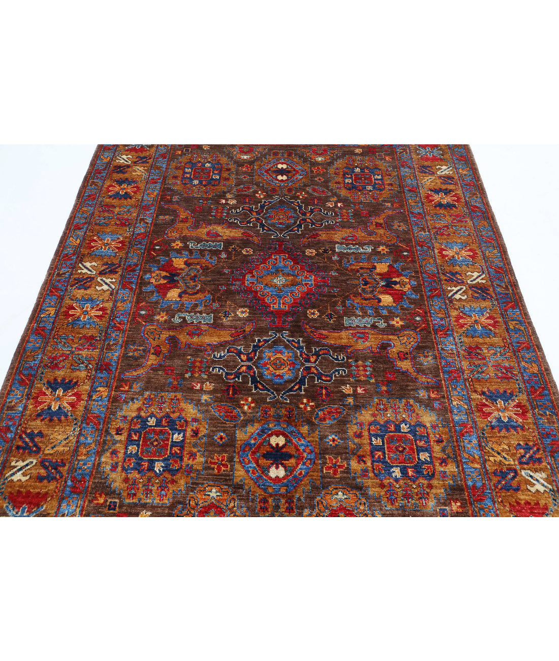 Humna 4'11'' X 6'9'' Hand-Knotted Wool Rug 4'11'' x 6'9'' (148 X 203) / Brown / Taupe