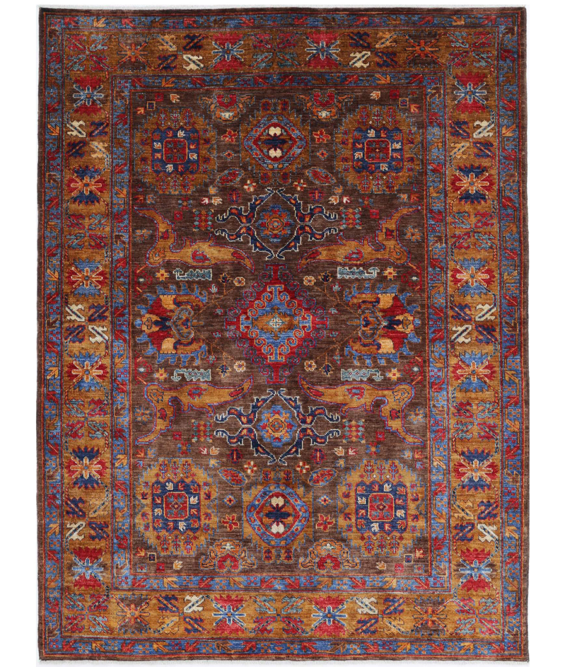 Humna 4'11'' X 6'9'' Hand-Knotted Wool Rug 4'11'' x 6'9'' (148 X 203) / Brown / Taupe