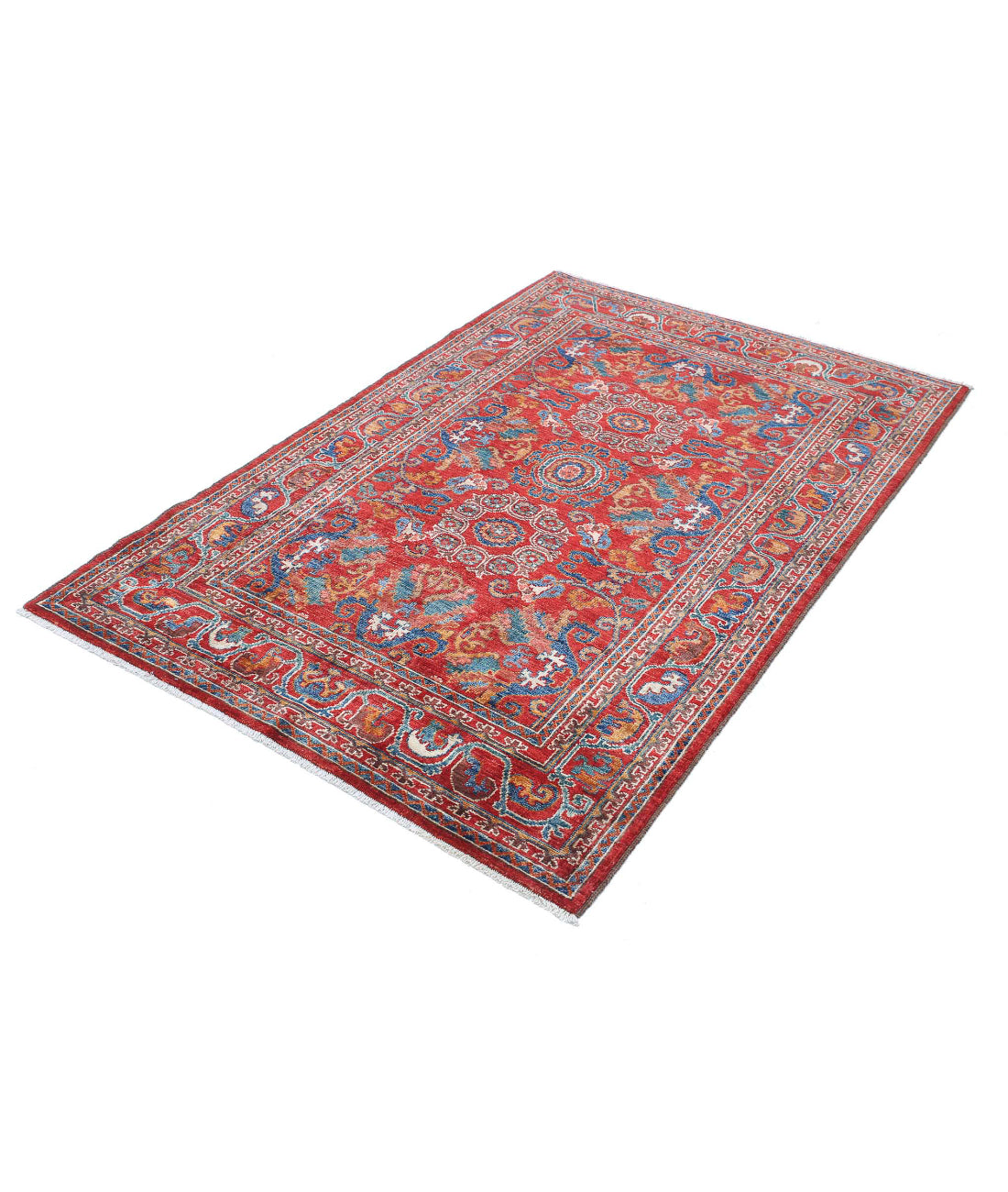 Humna 4'0'' X 6'1'' Hand-Knotted Wool Rug 4'0'' x 6'1'' (120 X 183) / Red / N/A