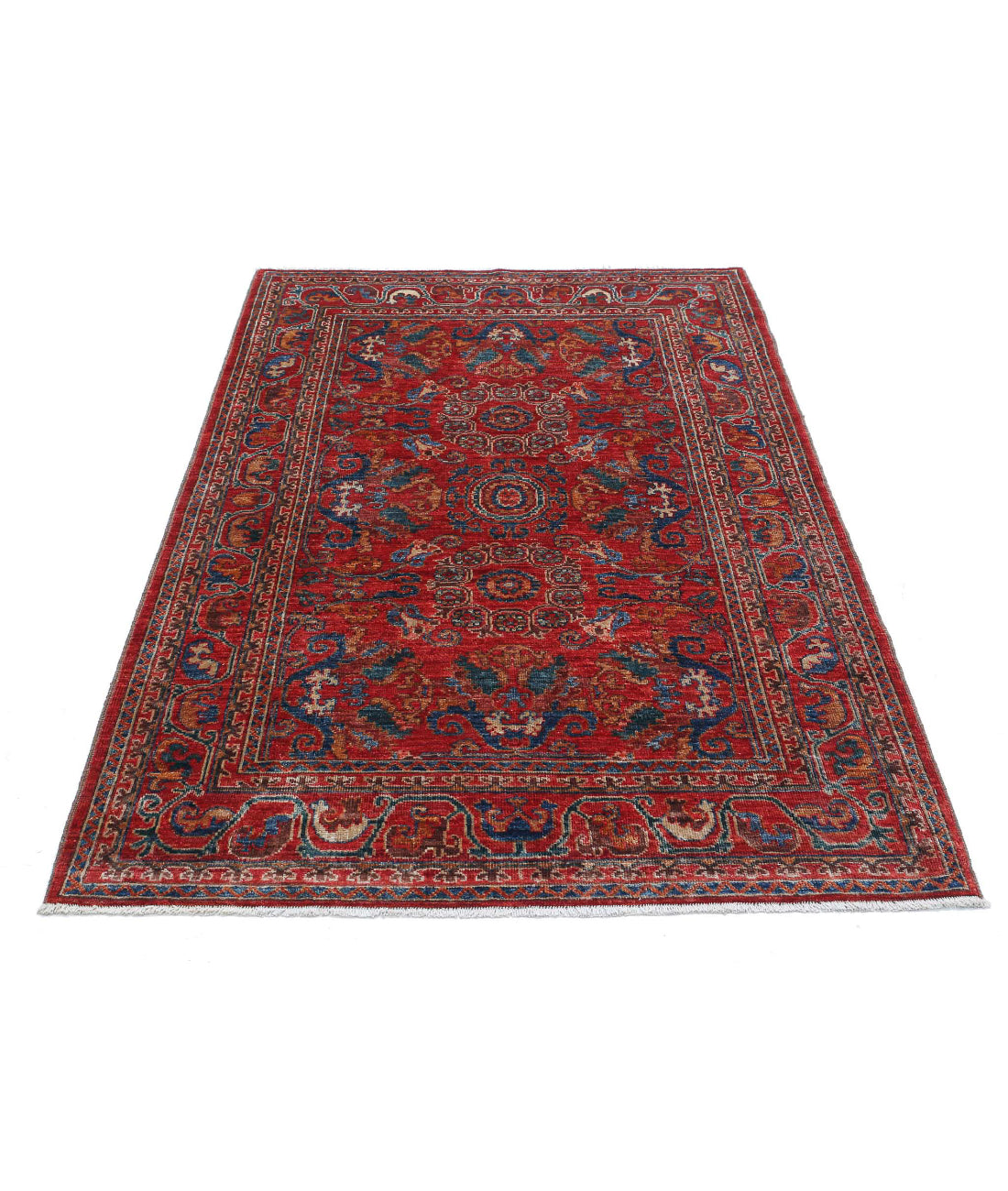 Humna 4'0'' X 6'1'' Hand-Knotted Wool Rug 4'0'' x 6'1'' (120 X 183) / Red / N/A