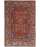 Humna 2'11'' X 4'6'' Hand-Knotted Wool Rug 2'11'' x 4'6'' (88 X 135) / Rust / Blue