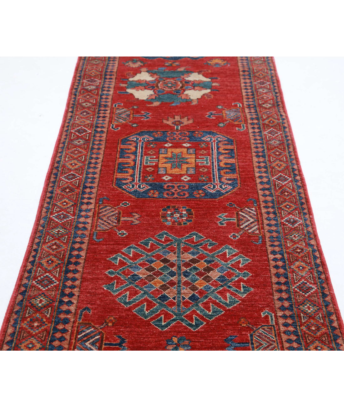 Humna 2'8'' X 9'11'' Hand-Knotted Wool Rug 2'8'' x 9'11'' (80 X 298) / Red / Taupe