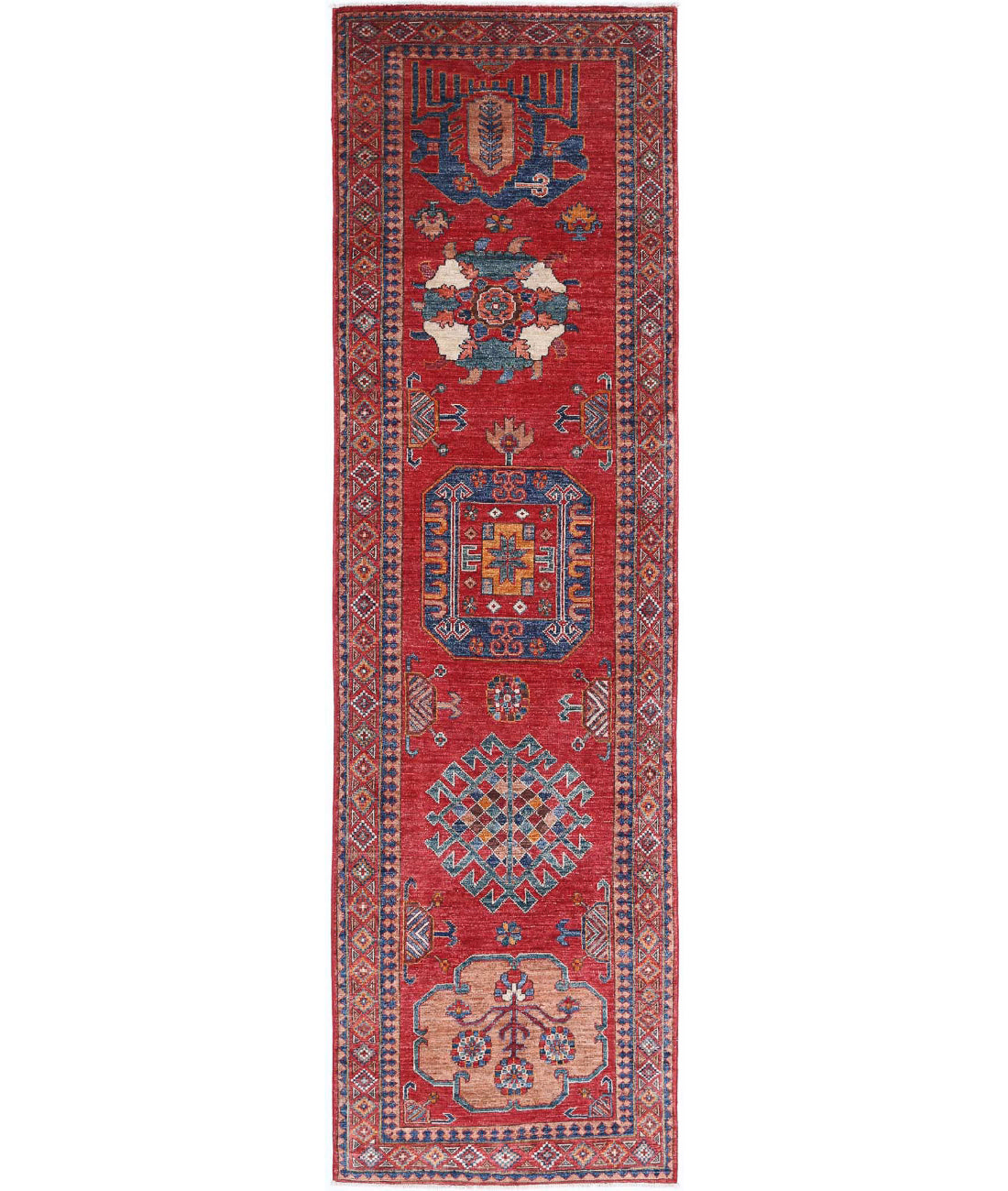 Humna 2'8'' X 9'11'' Hand-Knotted Wool Rug 2'8'' x 9'11'' (80 X 298) / Red / Taupe