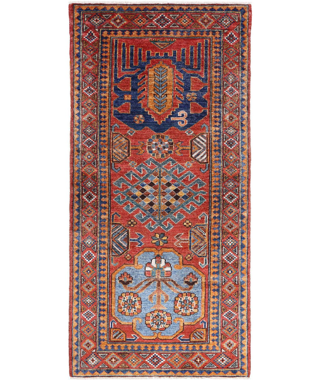 Humna 2'9'' X 6'0'' Hand-Knotted Wool Rug 2'9'' x 6'0'' (83 X 180) / Rust / Gold