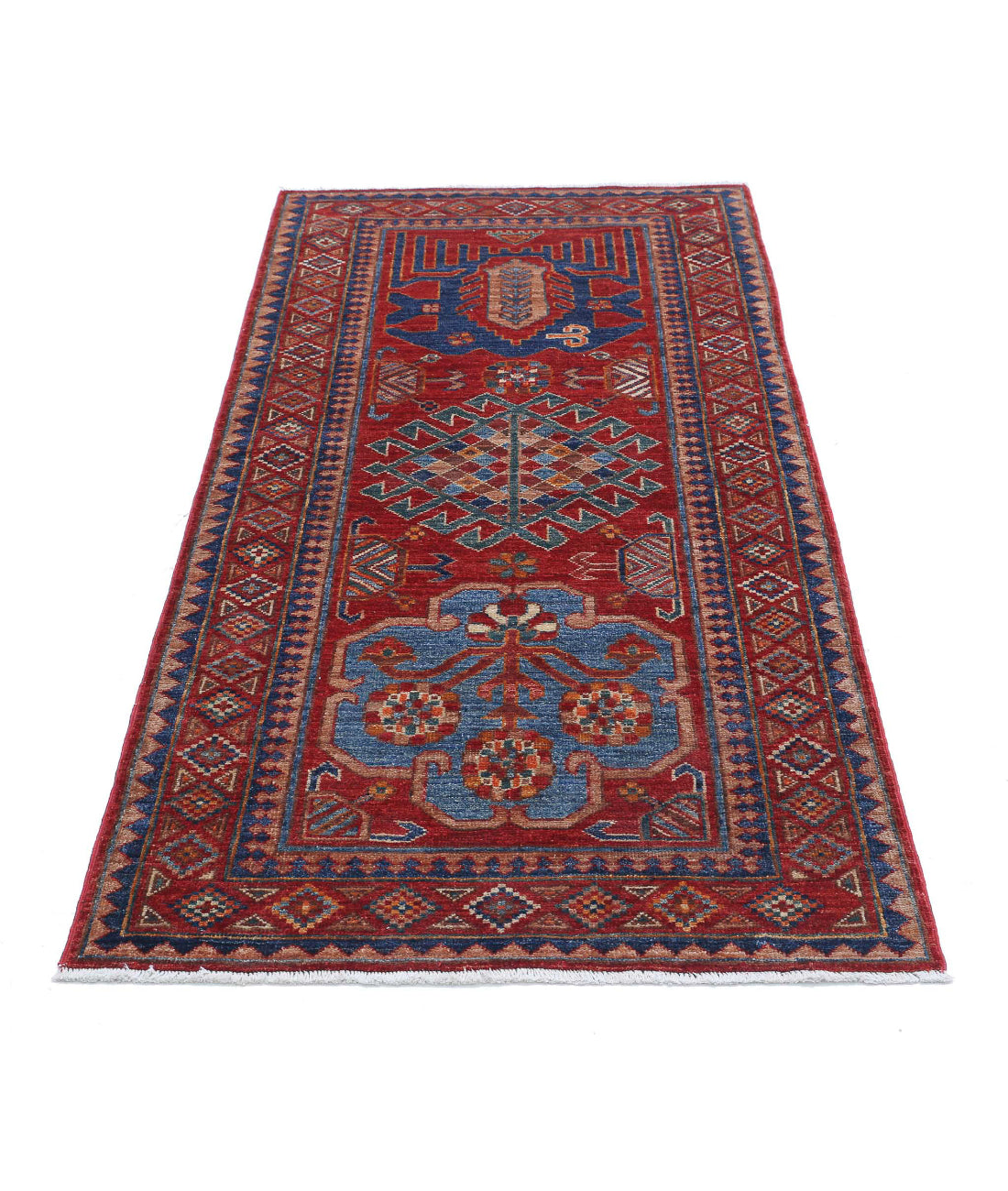 Humna 2'11'' X 5'9'' Hand-Knotted Wool Rug 2'11'' x 5'9'' (88 X 173) / Red / Taupe