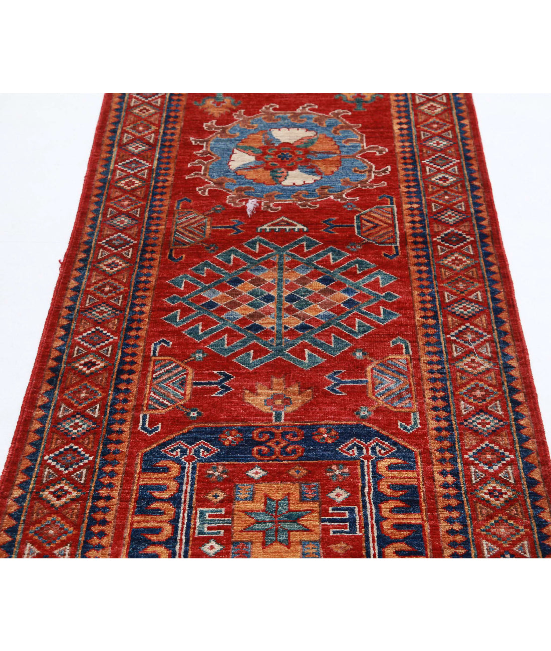 Humna 2'9'' X 7'11'' Hand-Knotted Wool Rug 2'9'' x 7'11'' (83 X 238) / Red / Gold