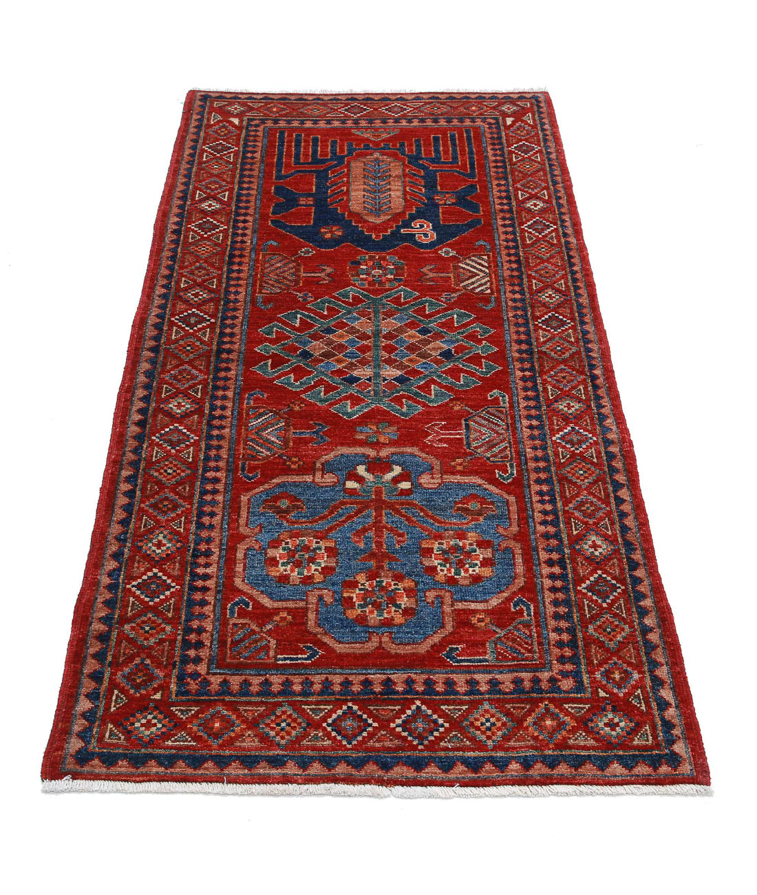 Humna 2'9'' X 5'10'' Hand-Knotted Wool Rug 2'9'' x 5'10'' (83 X 175) / Red / Taupe